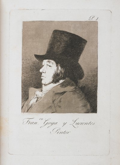 Portrait of Goya, Copy of Plate I of Los Caprichos (detail) by Francisco de Goya